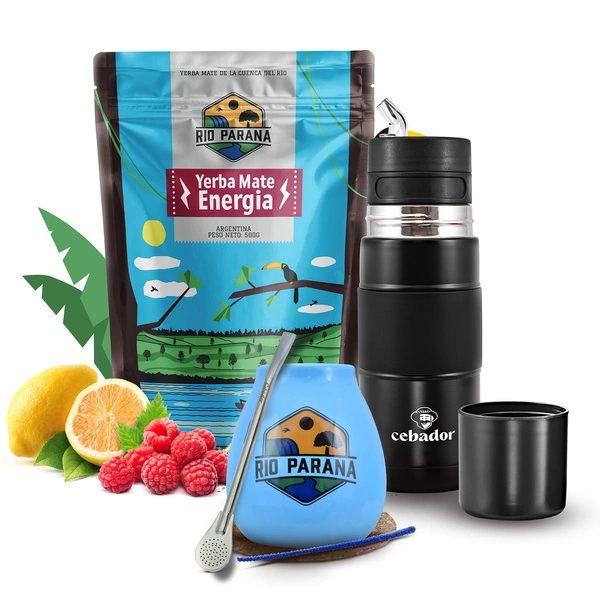 Yerba Mate Sæt Rio Parana Energia 500g 0,5kg Yerbomos + Kalabas + Bombilla