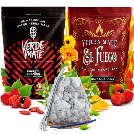 Yerba Mate sæt Verde Mate El Fuego Energia 2x500g + tilbehør