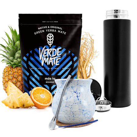 Sæt med Yerba Verde Mate MAS IQ 500 g Gourd-termokande