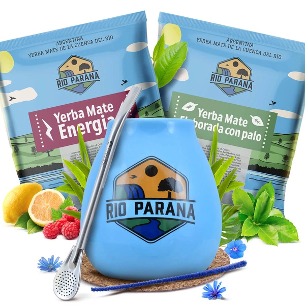 Yerba Mate Rio Parana sæt 2x50g Kalabas + Bombilla