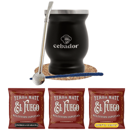 Yerba Mate-sæt 3x50g TermoLid Cebador 150g