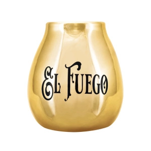 Keramisk kalabas med El Fuego-logo (guld) 350 ml