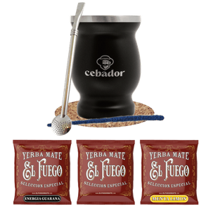 Yerba Mate-sæt 3x50g TermoLid Cebador 150g