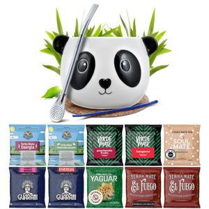 Yerba Mate 10x50g 500g prøvesæt + tilbehør