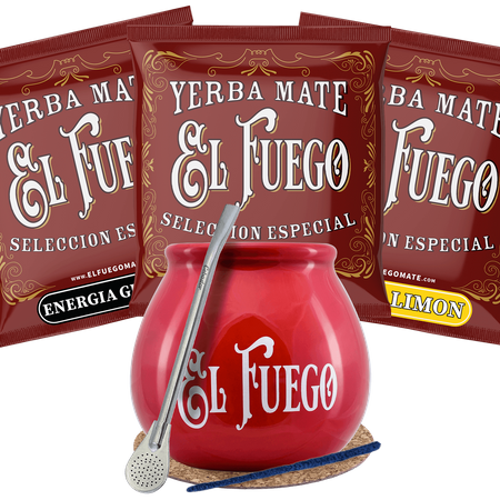 Yerba Mate El Fuego Calabash Bombilla startsæt