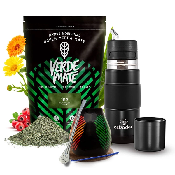 Yerba Mate Sæt Verde Mate IPA 500g 0,5kg Yerbomos + Kalabas + Bombilla